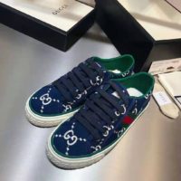 Gucci GG Unisex Gucci Tennis 1977 Sneaker Blue Ivory GG Stretch Cotton