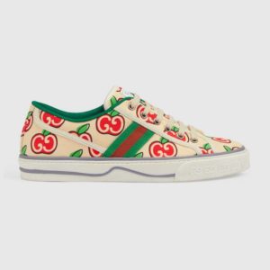 Gucci GG Unisex Gucci Tennis 1977 Sneaker GG Apple Print Ivory Canvas