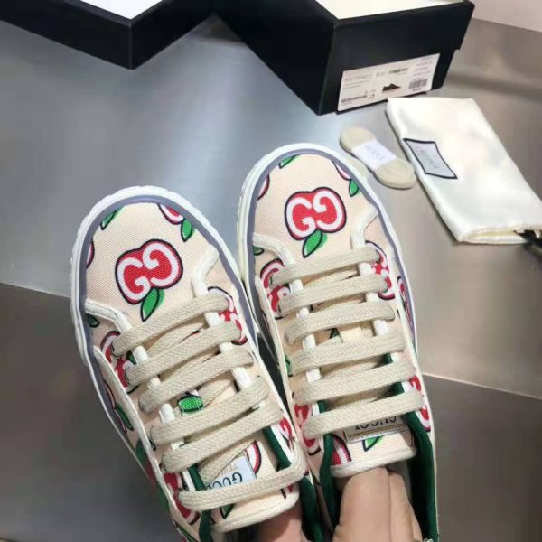 Gucci GG Unisex Gucci Tennis 1977 Sneaker GG Apple Print Ivory Canvas (10)