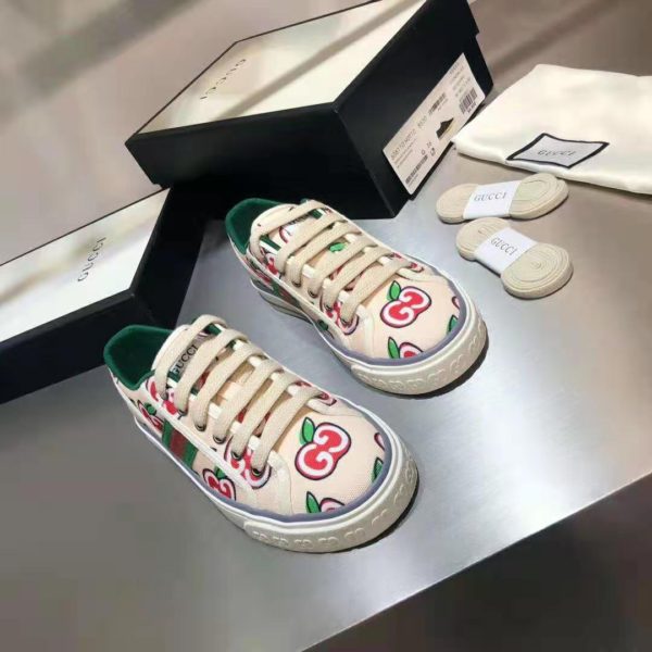 Gucci GG Unisex Gucci Tennis 1977 Sneaker GG Apple Print Ivory Canvas (3)