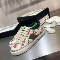 Gucci GG Unisex Gucci Tennis 1977 Sneaker GG Apple Print Ivory Canvas