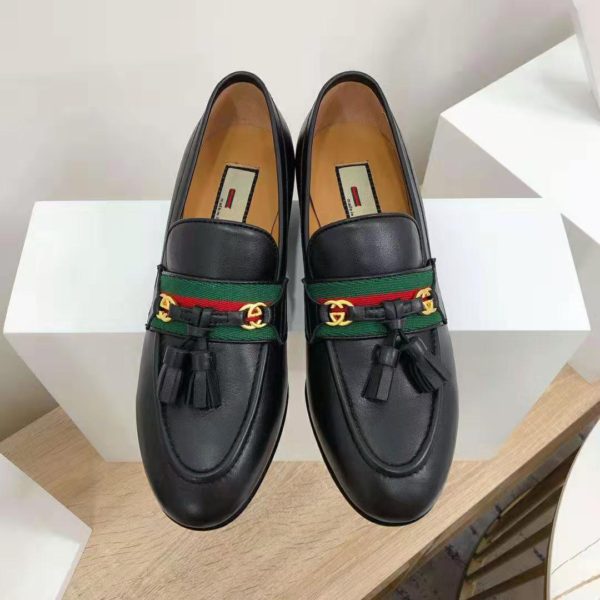 Gucci GG Unisex Loafer with Web and Interlocking G Black Leather (5)