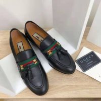 Gucci GG Unisex Loafer with Web and Interlocking G Black Leather