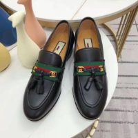 Gucci GG Unisex Loafer with Web and Interlocking G Black Leather