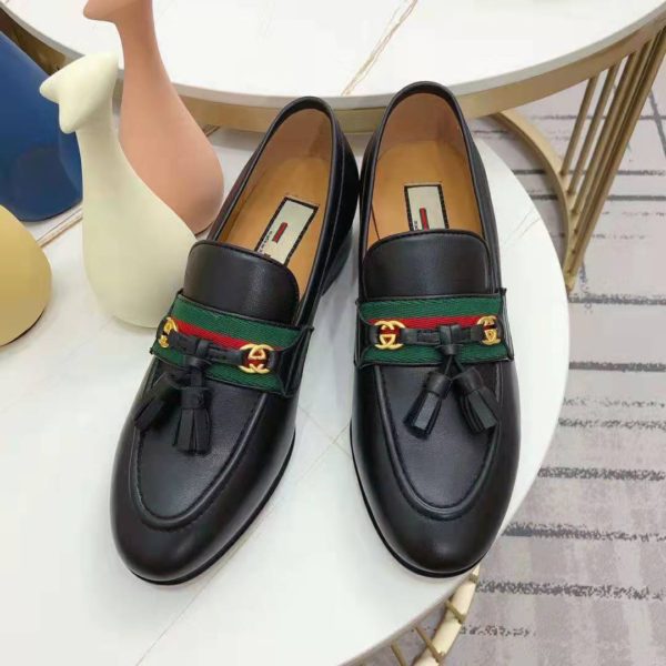 Gucci GG Unisex Loafer with Web and Interlocking G Black Leather (7)