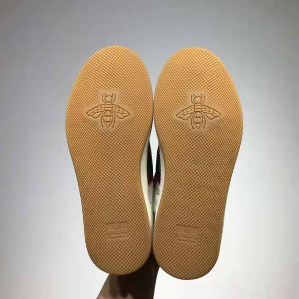 Gucci GG Unisex Screener Sneaker with Web Cream Scrap Less Leather-Beige (11)