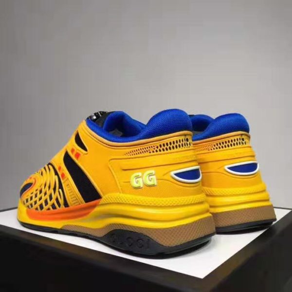 Gucci GG Unisex Ultrapace R Sneaker Knit Fabric Interlocking Double G 3 cm Heel-Yellow (3)