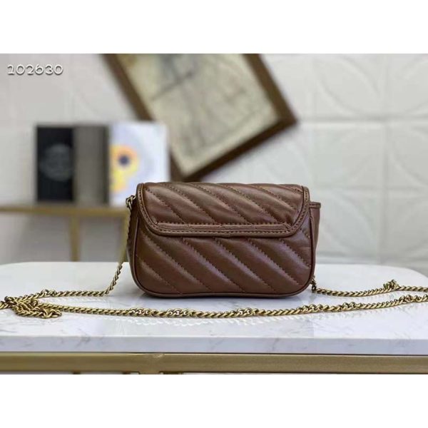 Gucci GG Women GG Marmont Matelassé Super Mini Bag-Brown (5)