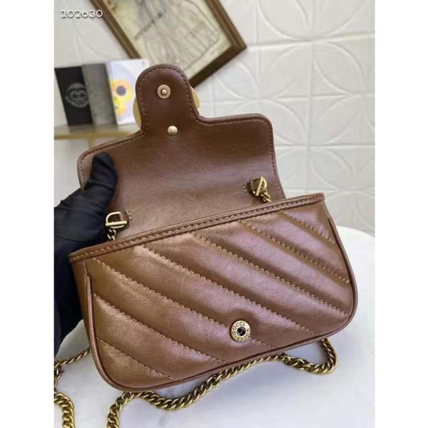 Gucci GG Women GG Marmont Matelassé Super Mini Bag-Brown (9)