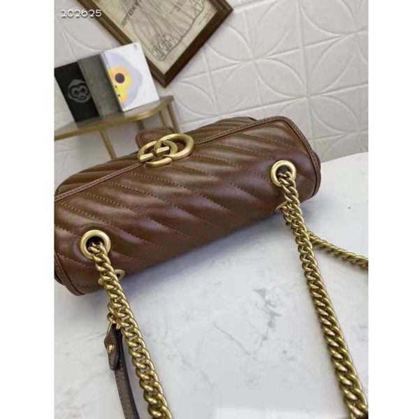Gucci GG Women GG Marmont Small Matelassé Shoulder Bag-Brown (8)