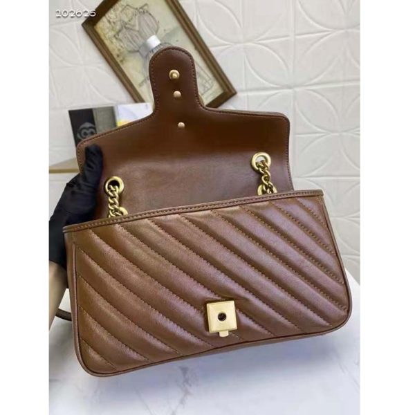 Gucci GG Women GG Marmont Small Matelassé Shoulder Bag-Brown (9)