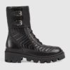Gucci GG Women's Boot with Interlocking G Black Chevron Matelassè Leather