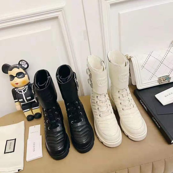 Gucci GG Women’s Boot with Interlocking G Black Chevron Matelassè Leather (3)