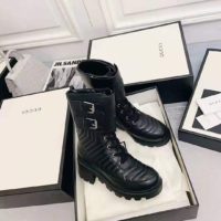 Gucci GG Women’s Boot with Interlocking G Black Chevron Matelassè Leather