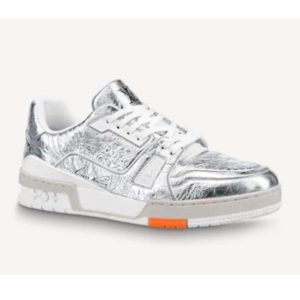 Louis Vuitton LV Men LV Trainer Sneaker Metallic Calf Leather-Silver