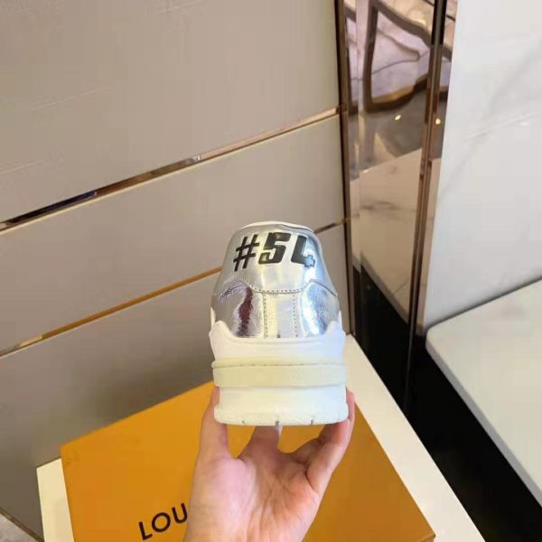 Louis Vuitton LV Men LV Trainer Sneaker Metallic Calf Leather-Silver (8)