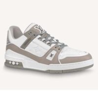 Louis Vuitton LV Men LV Trainer Sneaker Monogram-Embossed Calf Leather-Gray