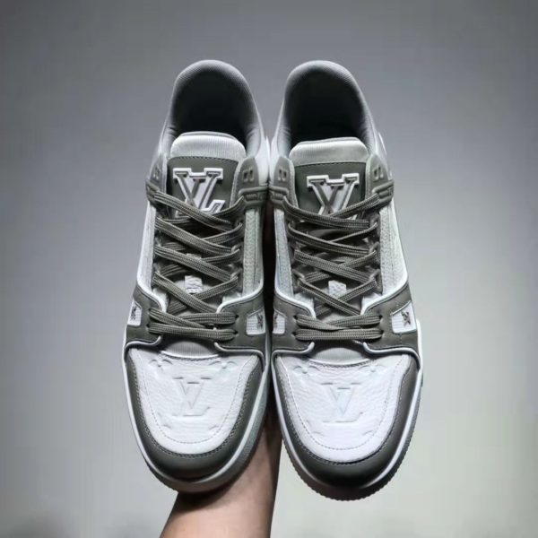 Louis Vuitton LV Men LV Trainer Sneaker Monogram-Embossed Calf Leather-Gray (3)