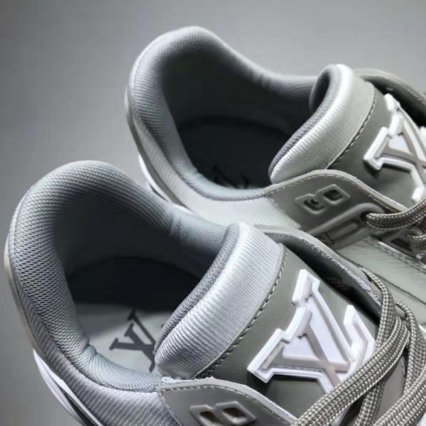 Louis Vuitton LV Men LV Trainer Sneaker Monogram-Embossed Calf Leather-Gray (8)