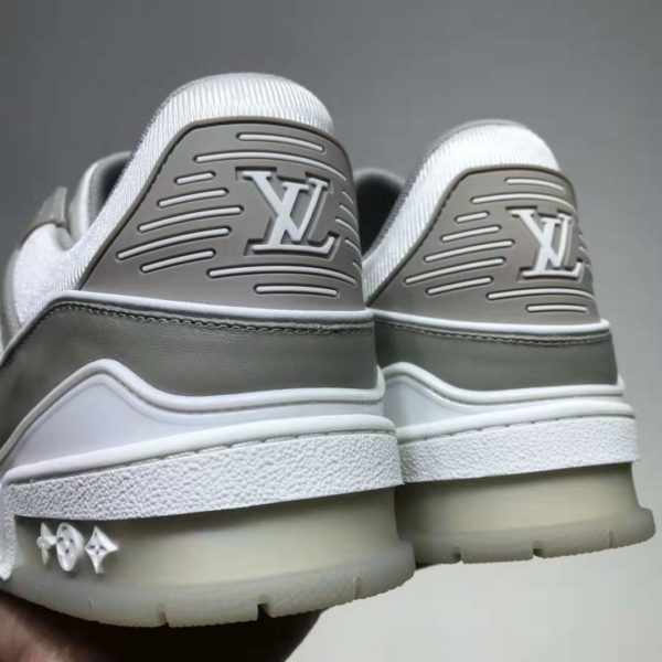 Louis Vuitton LV Men LV Trainer Sneaker Monogram-Embossed Calf Leather-Gray (9)