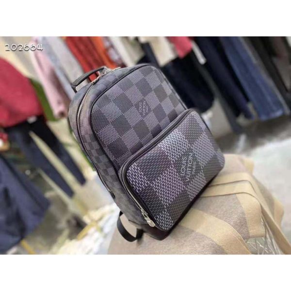 Louis Vuitton LV Unisex Campus Backpack Gray Damier Graphite 3D Coated Canvas (4)