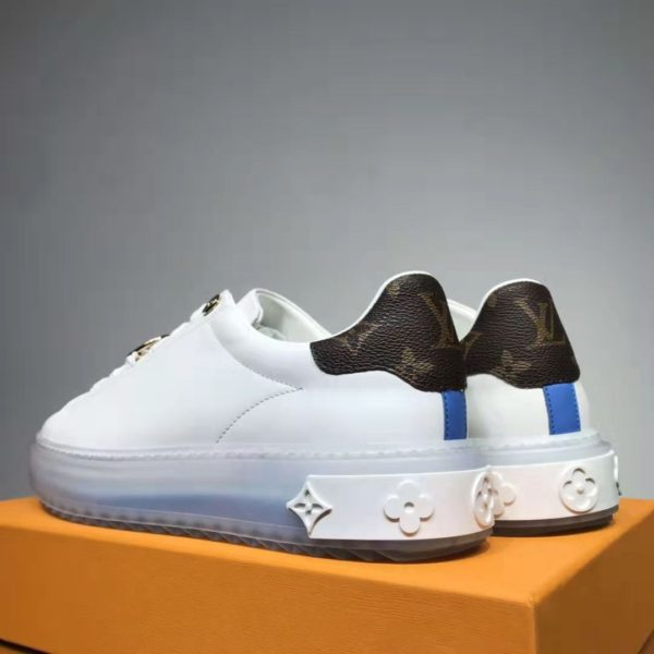 Louis Vuitton LV Unisex Time Out Sneaker Calf Leather Patent Monogram Canvas-Blue (2)