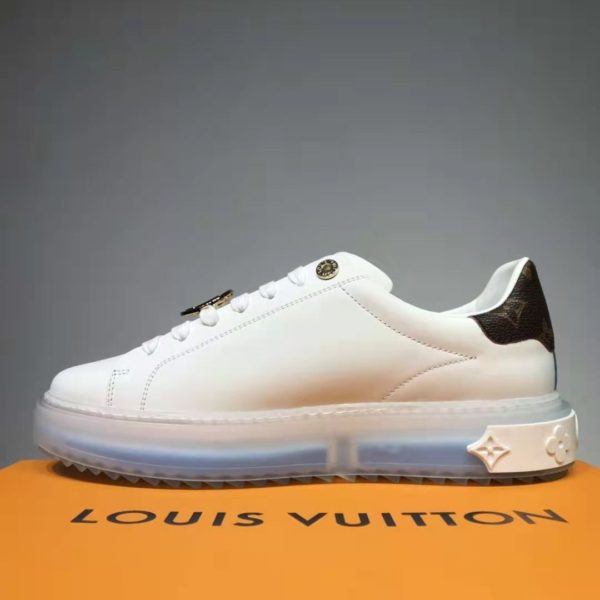 Louis Vuitton LV Unisex Time Out Sneaker Calf Leather Patent Monogram Canvas-Blue (4)