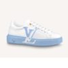 Louis Vuitton LV Unisex Time Out Sneaker Printed Calf Leather 3-D Monogram Flowers-Blue