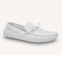 Louis Vuitton Men Arizona Moccasin Monogram-Embossed Grained Calf Leather-White