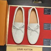 Louis Vuitton Men Arizona Moccasin Monogram-Embossed Grained Calf Leather-White