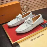 Louis Vuitton Men Arizona Moccasin Monogram-Embossed Grained Calf Leather-White