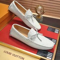 Louis Vuitton Men Arizona Moccasin Monogram-Embossed Grained Calf Leather-White