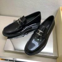 Louis Vuitton Men Major Loafer Glazed Calf Leather Silver LV Initials Accessory