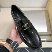 Louis Vuitton Men Major Loafer Glazed Calf Leather Silver LV Initials Accessory
