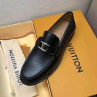 Louis Vuitton Men Major Loafer Grained Calf Leather Wool Lining-Black