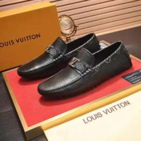 Louis Vuitton Men Monte Carlo Moccasin Calf Leather Monogram Canvas-Black