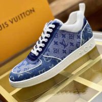 Louis Vuitton Unisex Trocadero Richelieu Sneaker Navy Blue Monogram Denim
