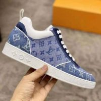 Louis Vuitton Unisex Trocadero Richelieu Sneaker Navy Blue Monogram Denim