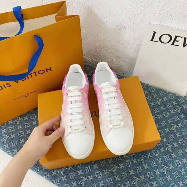 Louis Vuitton Women Frontrow Sneaker Calf Leather Monogram Canvas Louis Vuitton Signature (10)