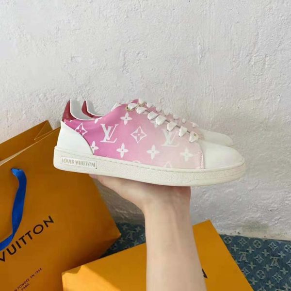 Louis Vuitton Women Frontrow Sneaker Calf Leather Monogram Canvas Louis Vuitton Signature (8)