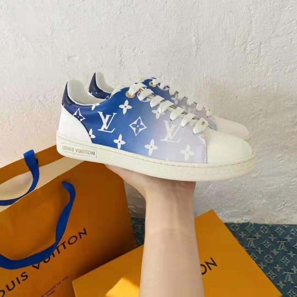 Louis Vuitton Women Frontrow Sneaker Calf Leather Monogram Canvas Signature-Blue (4)