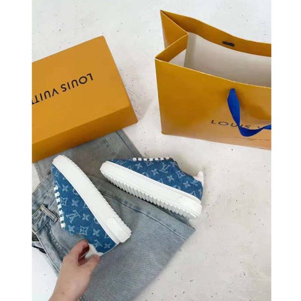 Louis Vuitton Women Time Out Sneaker Blue Monogram Denim (9)