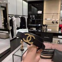 Chanel Women Calfskin & Gold-Tone Metal Black Belt