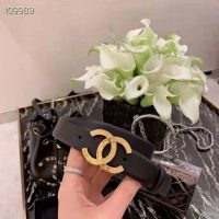 Chanel Women Calfskin & Gold-Tone Metal Black Belt