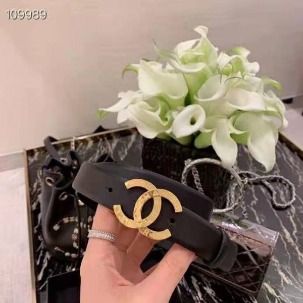 Chanel Women Calfskin & Gold-Tone Metal Black Belt (15)