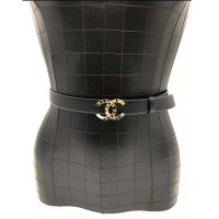 Chanel Women Calfskin & Gold-Tone Metal Black Belt