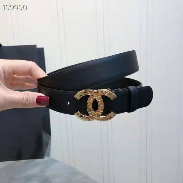 Chanel Women Calfskin & Gold-Tone Metal Black Belt (6)