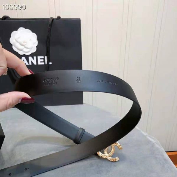 Chanel Women Calfskin & Gold-Tone Metal Black Belt (8)