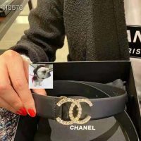 Chanel Women Calfskin Gold-Tone Metal & Strass Belt