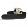 Chanel Women Calfskin Gold-Tone Metal & Strass Belt-Black